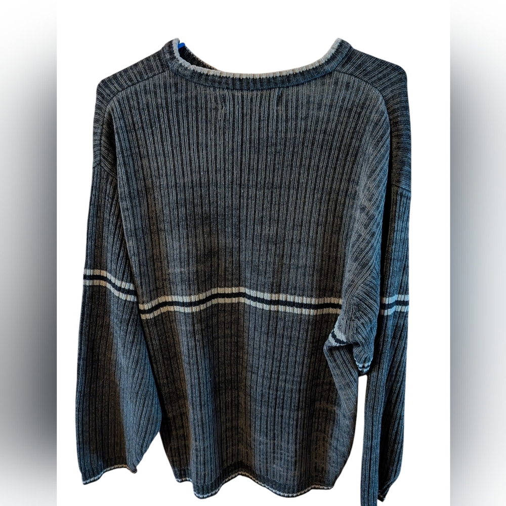 Men's Black and White Striped Sweater